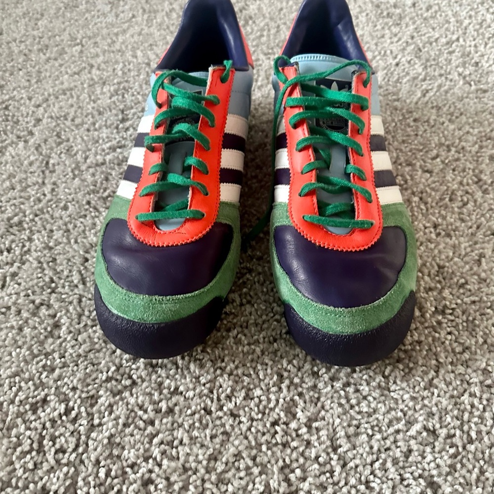 Adidas originals vintage Colorful Striped Sneakers with Green Laces